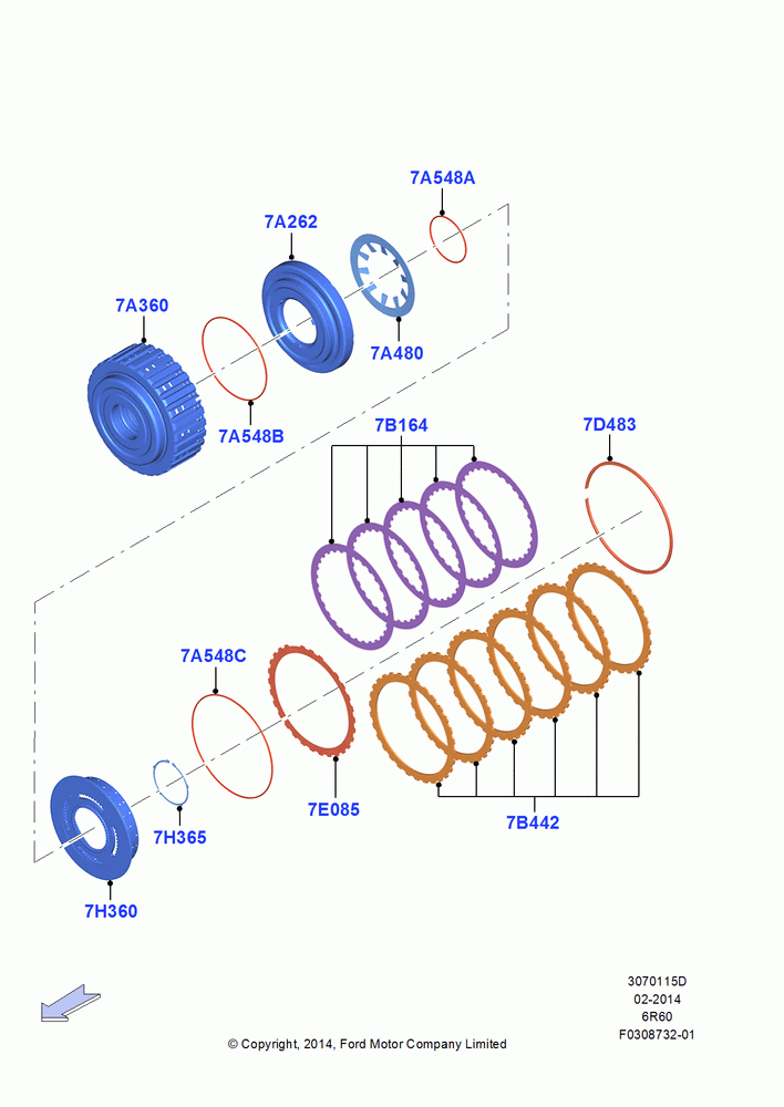 15D - Forward Clutch and Components, 6 Speed Automatic Trans (6R80), MOD 5.0L-4V DOHC SEFI NA; 18/AUG/2014-05/SEP/2017