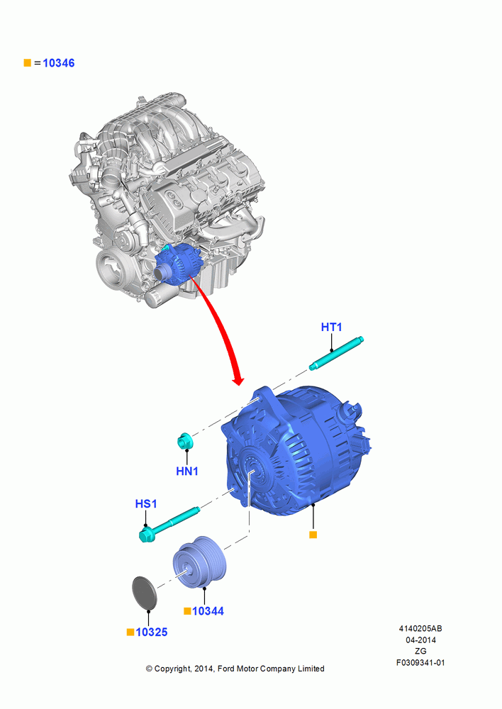 05AB - Alternator and Mountings, 3.7L 4V PFI V6 NA Gas, North American Markets; 18/AUG/2014-02/OCT/2017