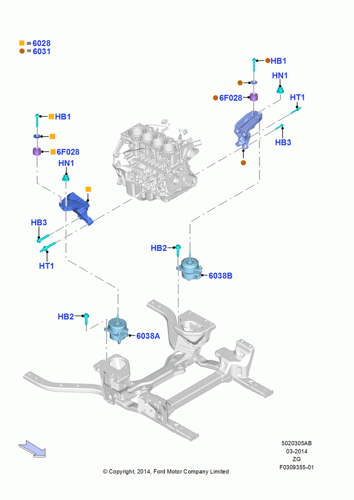 05AB - Engine Mounting, 2.3L EcoBoost, North American Markets, Engine Mounts; 18/AUG/2014-02/OCT/2017