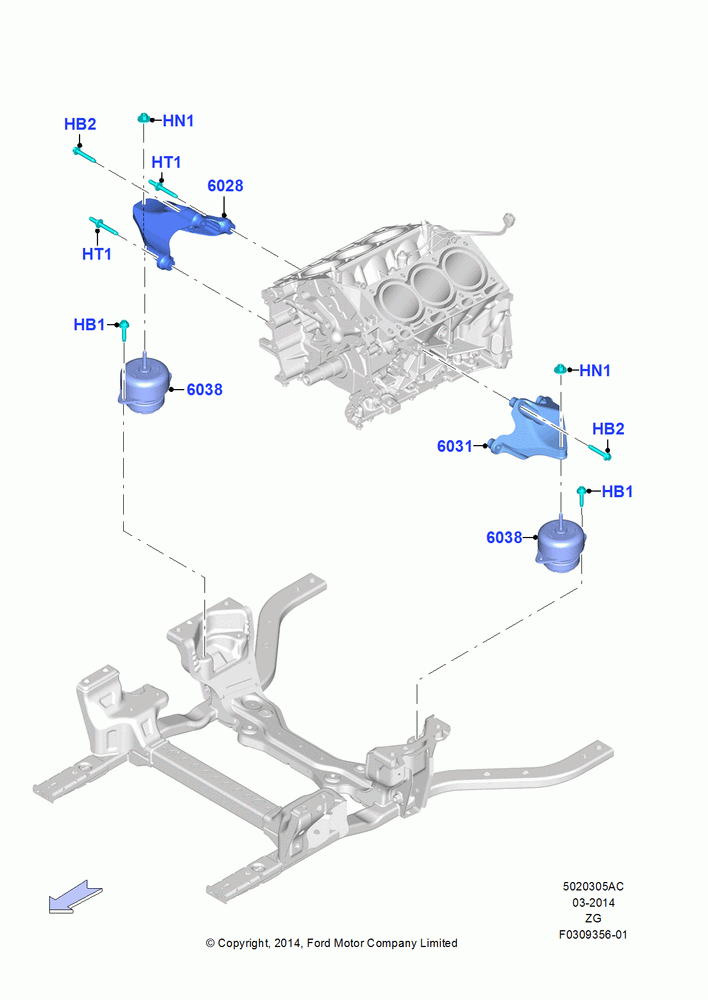 05AC - Engine Mounting, 3.7L 4V PFI V6 NA Gas, North American Markets; 18/AUG/2014-02/OCT/2017