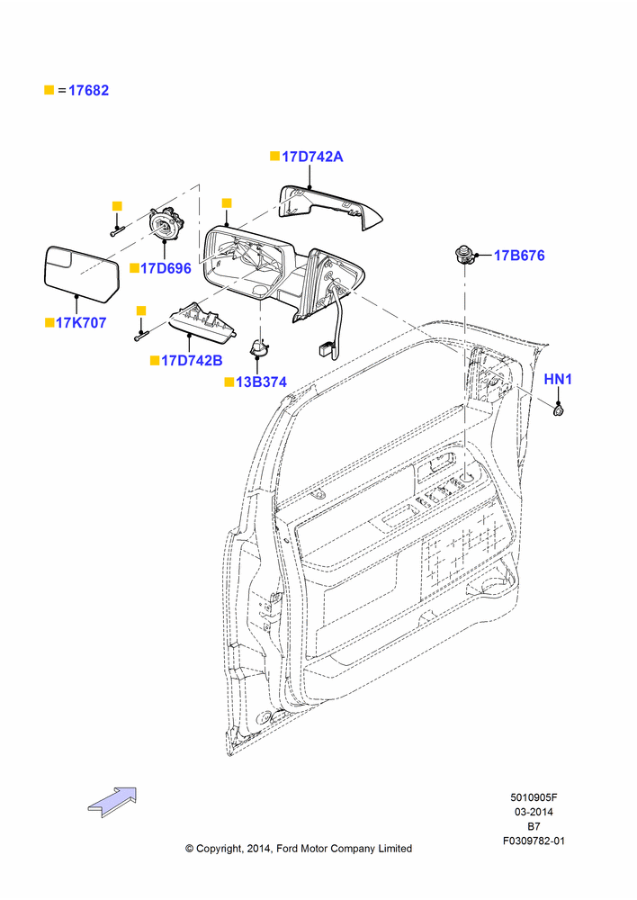 05F - Exterior Rear View Mirror, Dual Power Heated Exterior Mirrors; 11/AUG/2014-30/JUN/2017