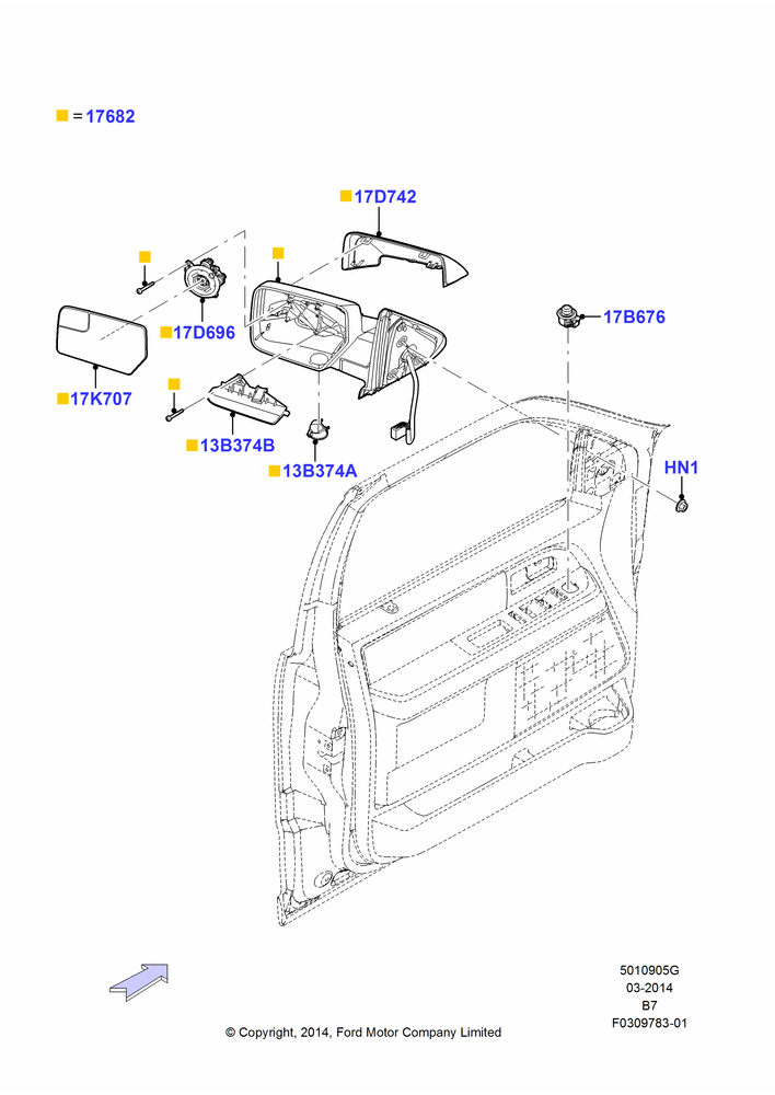 05G - Exterior Rear View Mirror, Power/Heated/Memory Fold Back Mir; 11/AUG/2014-30/JUN/2017