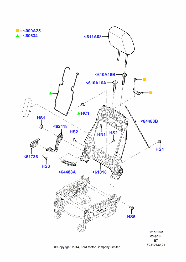 10M - Front Seat Back, With Pass. 2 Way Manual Seat Adjust; 11/AUG/2014-30/JUN/2017