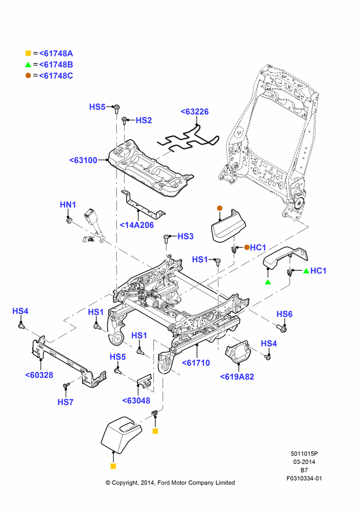 15P - Front Seat Base, With Driver 10 Way Pwr Seat Adjust, With Drivers Power Lumbar Support; 11/AUG/2014-30/JUN/2017