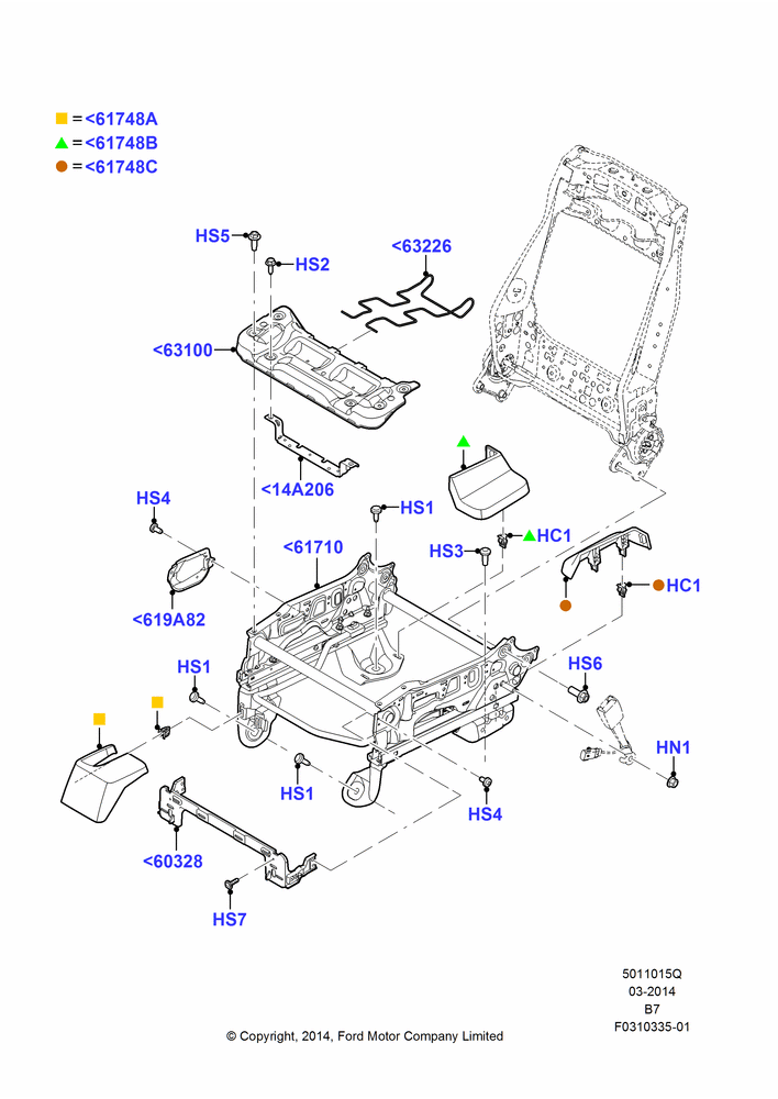 15Q - Front Seat Base, Less Passenger Seat Lumbar Support, With Pass. 2 Way Manual Seat Adjust; 11/AUG/2014-30/JUN/2017