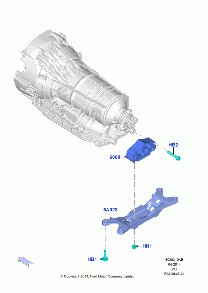 10AB - Transmission Mounting, 2.3L EcoBoost, North American Markets; 18/AUG/2014-02/OCT/2017