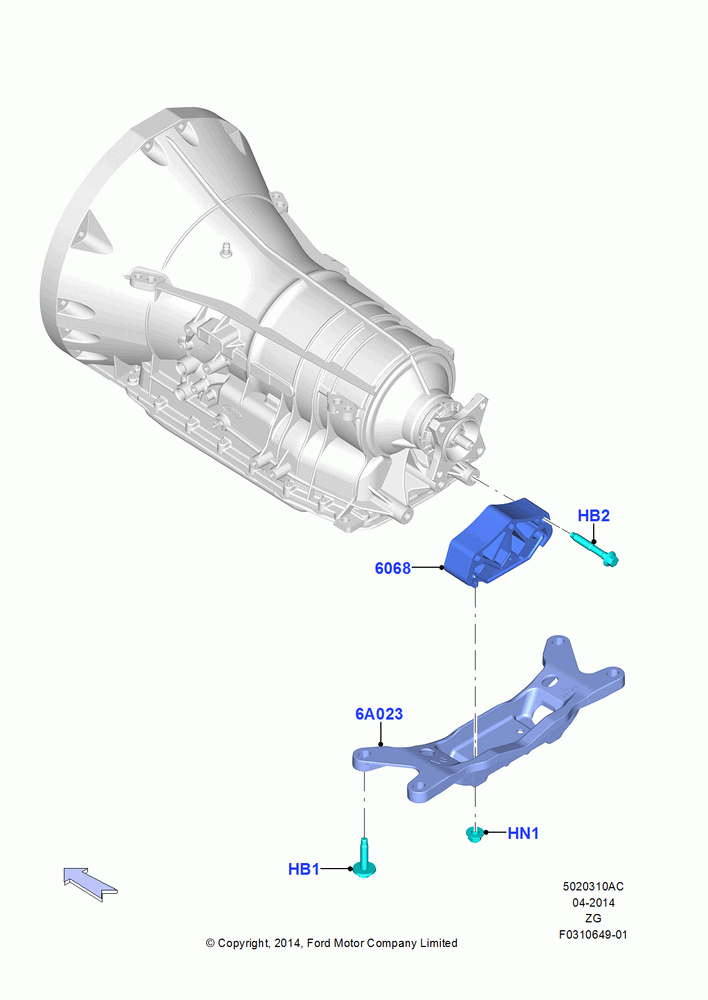 10AC - Transmission Mounting, 3.7L 4V PFI V6 NA Gas, North American Markets; 18/AUG/2014-02/OCT/2017