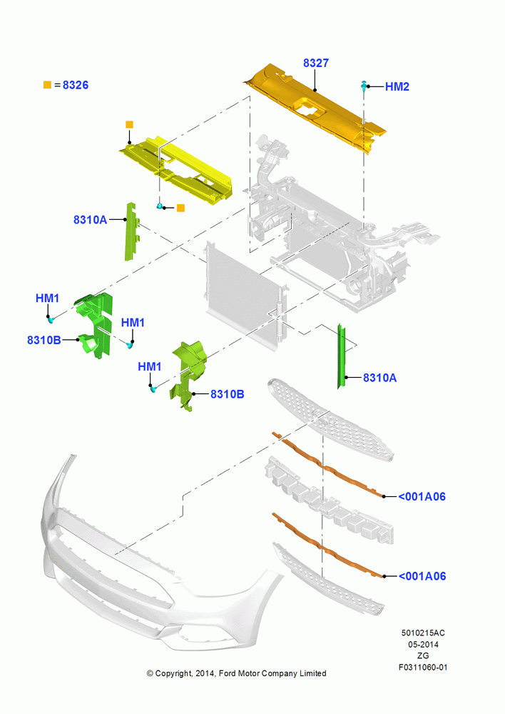 15AC - Air Deflectors, MOD 5.0L-4V DOHC SEFI NA, Upper Air Deflectors; 18/AUG/2014-02/OCT/2017