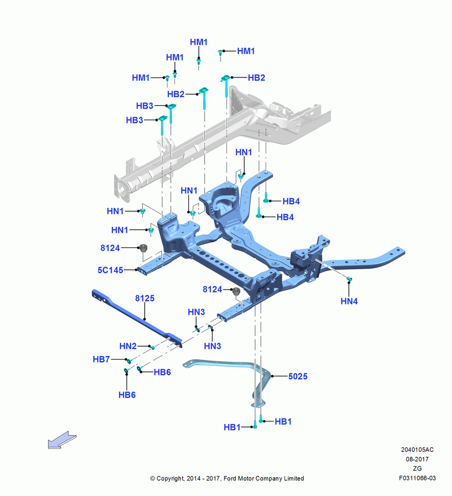 Front Susp.Arms/Stabilizer/X-Member, 5.0L V8 32V DOHC EFI Modular, MOD 5.0L-4V DOHC SEFI NA, Crossmember