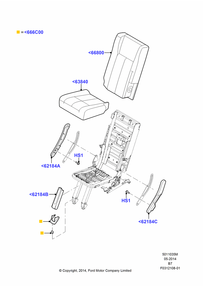 35M - Rear Seat Pads/Valances & Heating, With 3rd Row Bench Seat, 40% Seat; 11/AUG/2014-30/JUN/2017