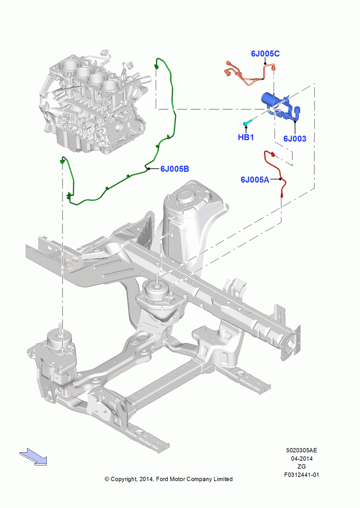 05AE - Engine Mounting, 2.3L EcoBoost, North American Markets, Engine Mount Vacuum System; 18/AUG/2014-02/OCT/2017