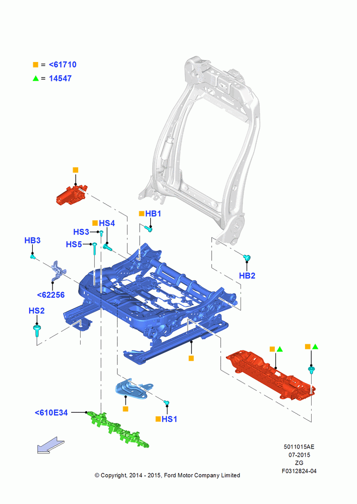 15AE - Front Seat Base, Sports Front Seat, With Pass 6 Way Power Seat Adjuster, North American Markets; 18/AUG/2014