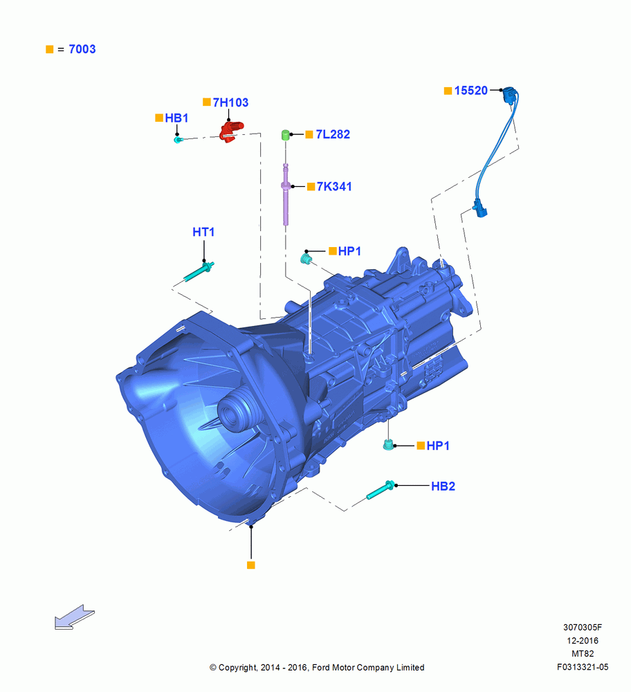05F - Manual Transmission and Case, 5.0L V8 32V DOHC EFI Modular, MOD 5.0L-4V DOHC SEFI NA, 6 Speed Manual Transmission-MT82, 2.0 EcoBlue E, 2.0 EcoBlue F; 18/AUG/2014