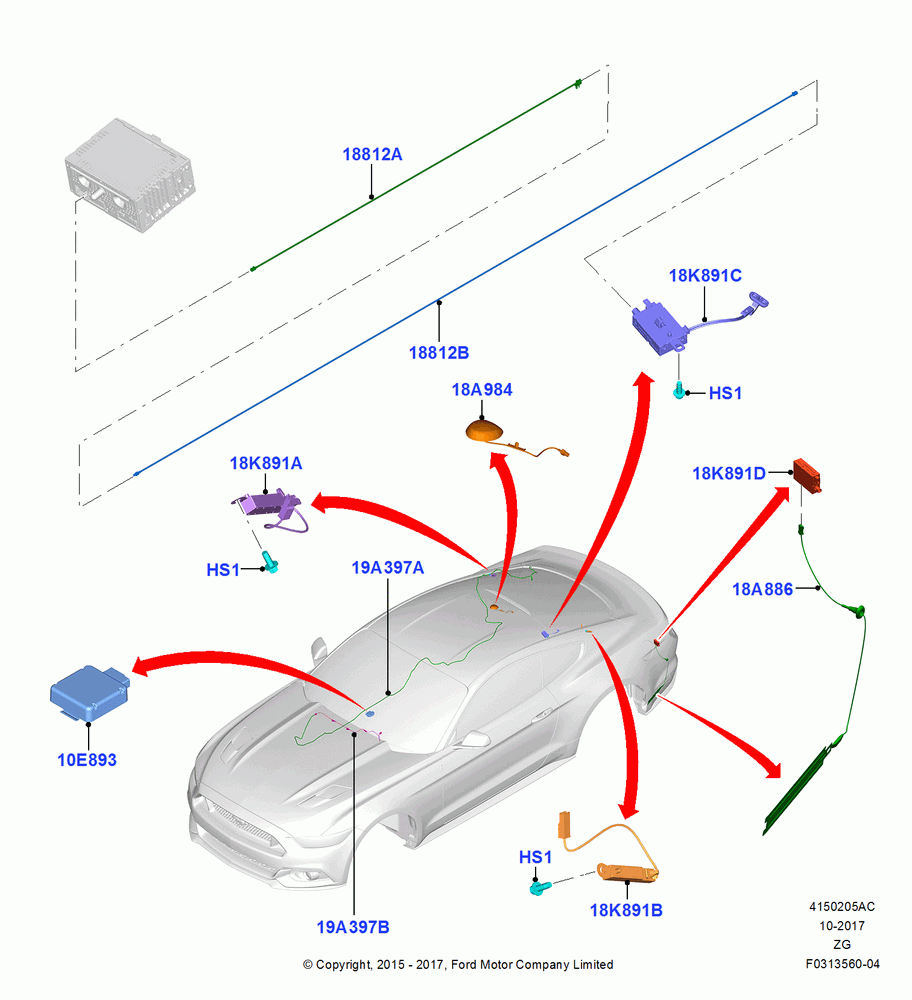 05AC - Antenna, Coupe, Mid Audio + CD + Sdars, Mid Audio + CD + SDARS + HD, North American Markets, ICE-Digitial Audio Broadcasting; 18/AUG/2014-02/OCT/2017