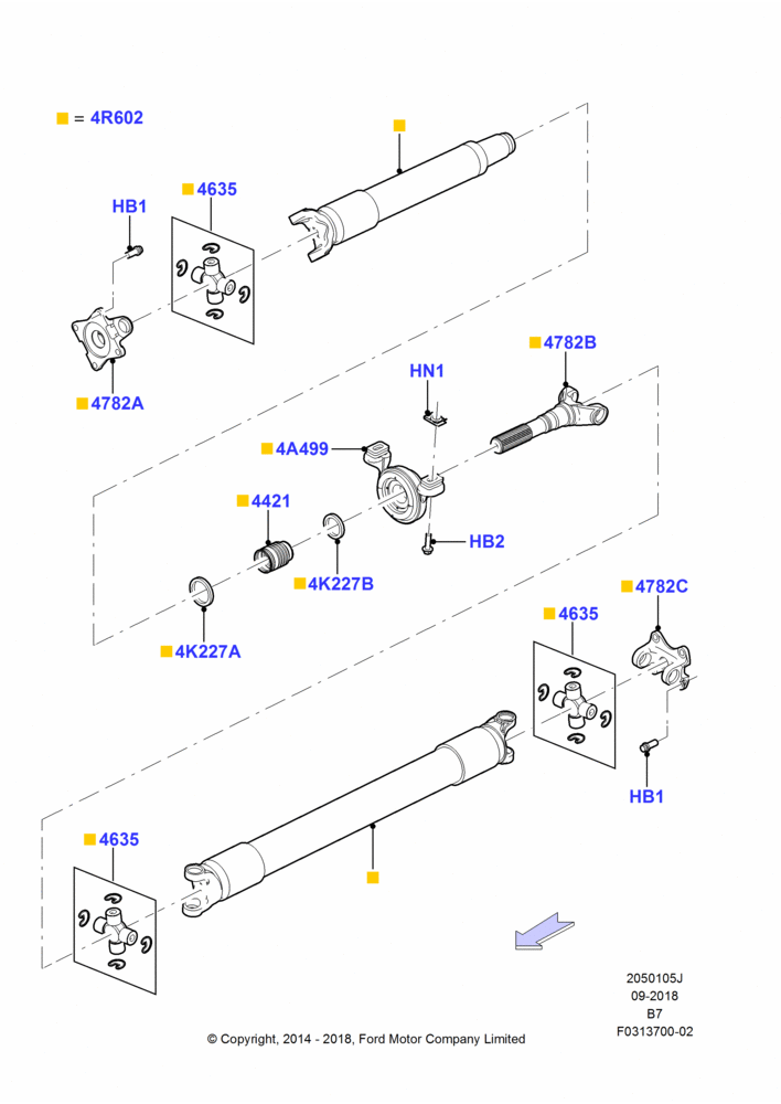 05J - Drive Shaft - Rear Axle Drive, Less Transfer Case; 11/AUG/2014-30/JUN/2017