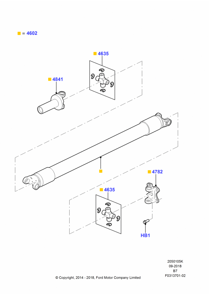 05K - Drive Shaft - Rear Axle Drive, 4X4 2 Speed Transfer Case With Tod; 11/AUG/2014-30/JUN/2017