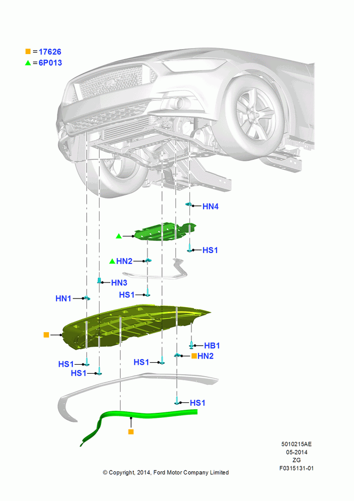 15AE - Air Deflectors, 2.3L EcoBoost, Lower Air Deflectors; 18/AUG/2014-02/OCT/2017