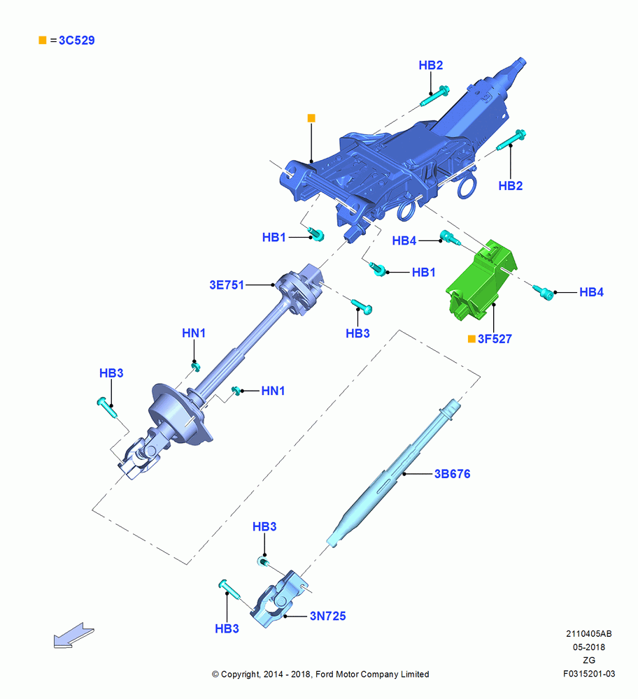 Steering Column, With Security Pack, North American Markets