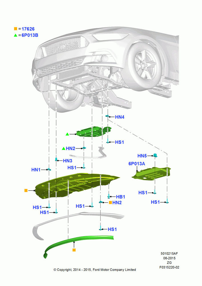 15AF - Air Deflectors, 3.7L 4V PFI V6 NA Gas, Lower Air Deflectors; 18/AUG/2014-02/OCT/2017