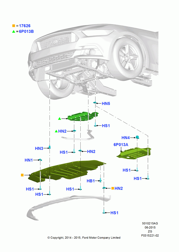 15AG - Air Deflectors, MOD 5.0L-4V DOHC SEFI NA, Lower Air Deflectors; 18/AUG/2014-02/OCT/2017