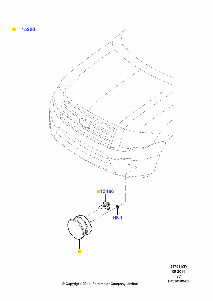 10D - Front Fog Lamps, With Chrome Grille #1, With Painted Front Grille; 11/AUG/2014-30/JUN/2017