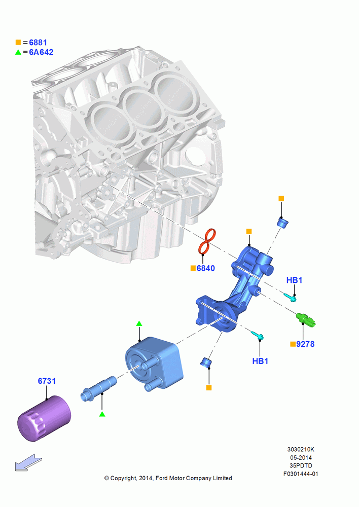 10K - Oil Cooler and Filter, 3.5L V6 GTDI; 20/OCT/2014-26/SEP/2016