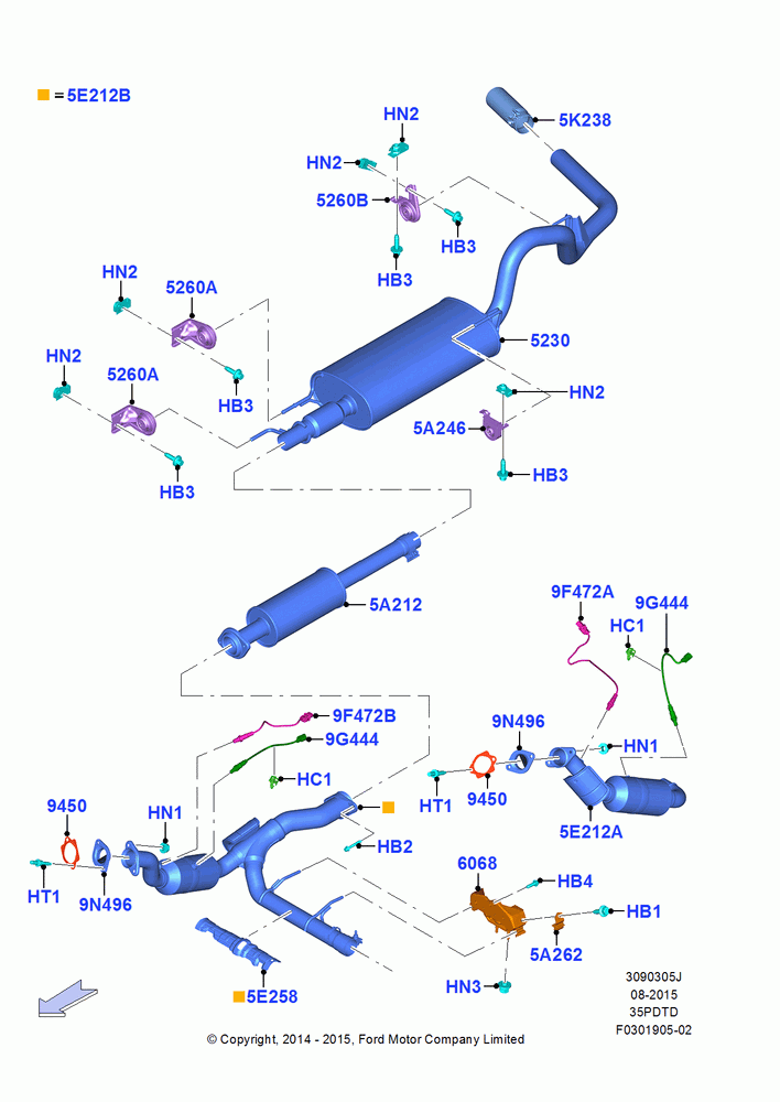Exhaust System, 3.5L V6 GTDI