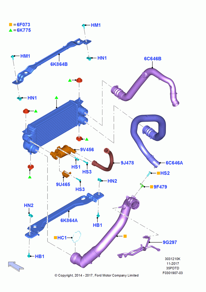 10K - Intercooler/Air Ducts and Hoses, 3.5L V6 GTDI; 20/OCT/2014-26/SEP/2016