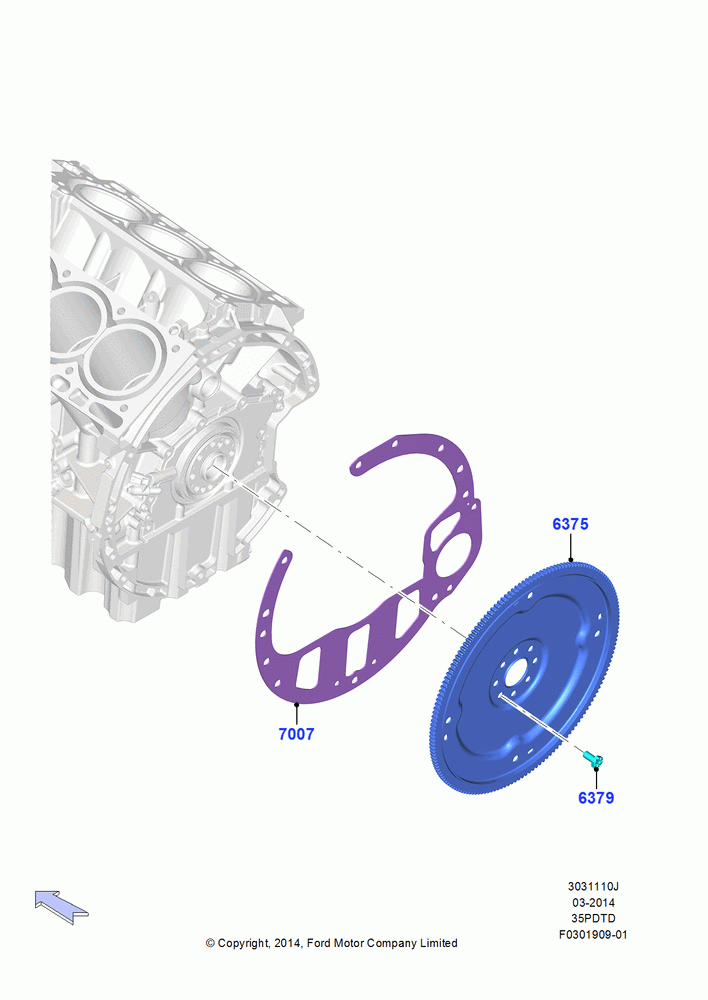 10J - Flywheel, 3.5L V6 GTDI; 20/OCT/2014-26/SEP/2016