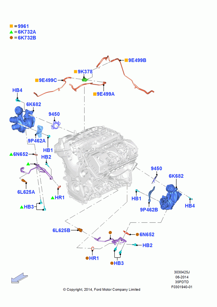 25J - Turbocharger, 3.5L V6 GTDI; 20/OCT/2014-26/SEP/2016