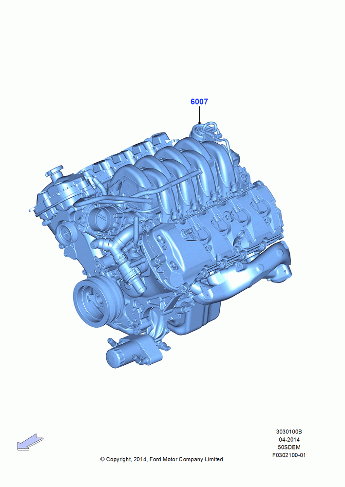 00B - Engine Assy Fully Dressed, MOD 5.0L-4V DOHC SEFI NA; 20/OCT/2014-17/JUL/2017
