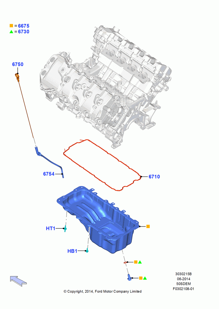 15B - Oil Pan/Oil Level Indicator, MOD 5.0L-4V DOHC SEFI NA; 20/OCT/2014-17/JUL/2017