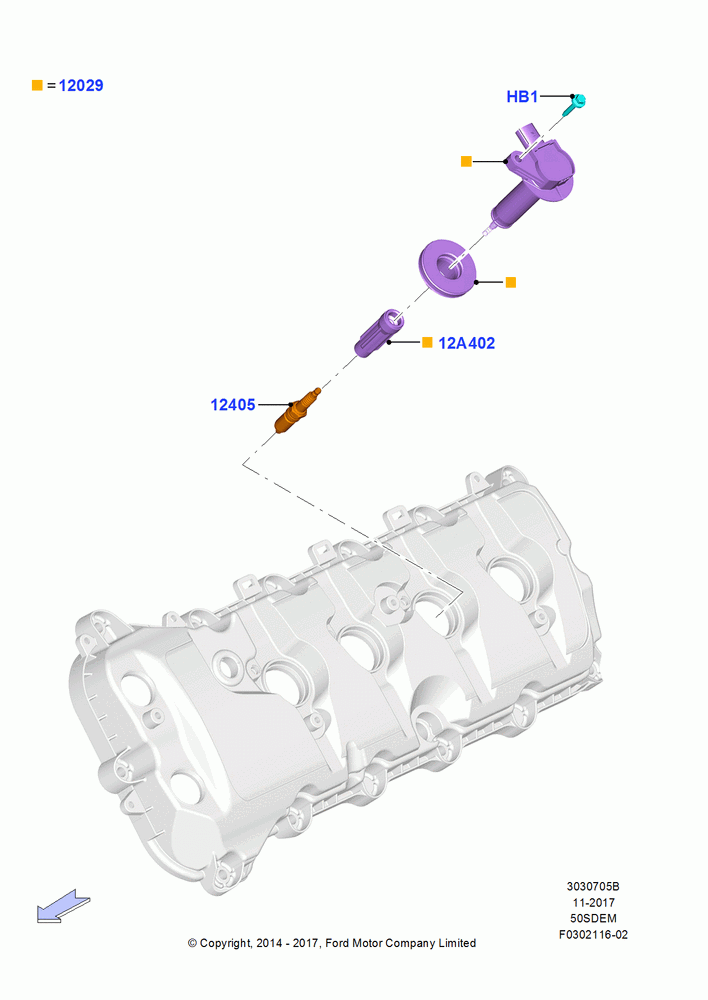 05B - Ignition Coil and Wires/Spark Plugs, MOD 5.0L-4V DOHC SEFI NA; 20/OCT/2014-17/JUL/2017