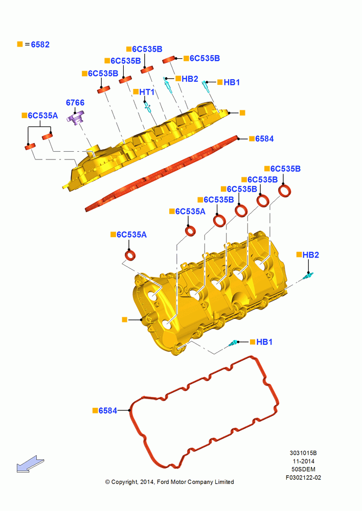 15B - Cylinder Head Cover, MOD 5.0L-4V DOHC SEFI NA; 20/OCT/2014-17/JUL/2017