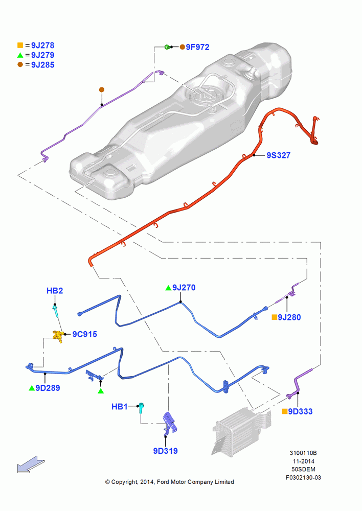 10B - Fuel Lines, MOD 5.0L-4V DOHC SEFI NA; 20/OCT/2014-17/JUL/2017