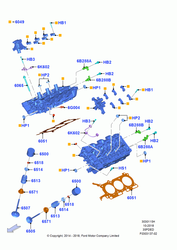 15H - Cylinder Head, 3.5L Cyclone V6 Petrol TIVCT; 20/OCT/2014-17/JUL/2017