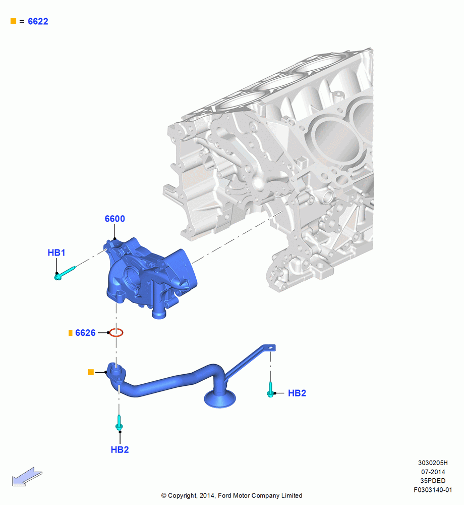 05H - Oil Pump, 3.5L Cyclone V6 Petrol TIVCT; 20/OCT/2014-17/JUL/2017