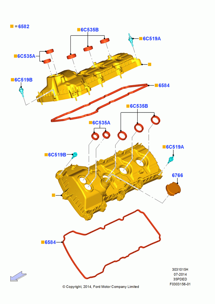 15H - Cylinder Head Cover, 3.5L Cyclone V6 Petrol TIVCT; 20/OCT/2014-17/JUL/2017