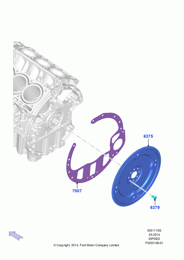 10G - Flywheel, 3.5L Cyclone V6 Petrol TIVCT; 20/OCT/2014-17/JUL/2017