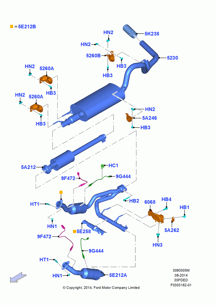Exhaust System, 3.5L Cyclone V6 Petrol TIVCT