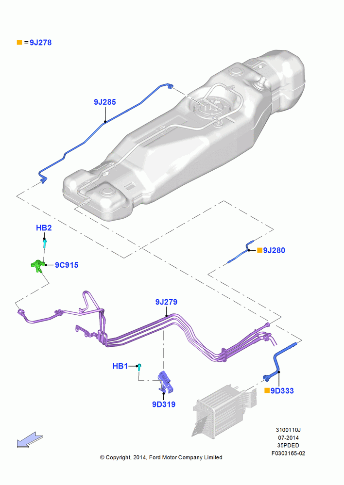 10J - Fuel Lines, 3.5L Cyclone V6 Petrol TIVCT; 20/OCT/2014-17/JUL/2017