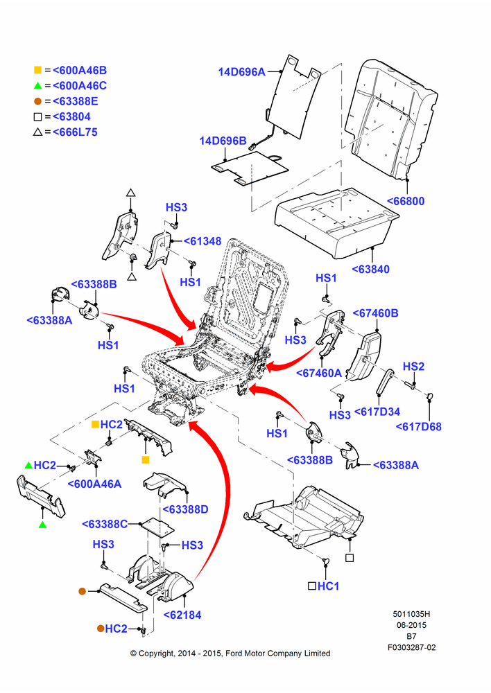 35H - Rear Seat Pads/Valances & Heating, With 2nd Row Dual Captain Chairs; 11/AUG/2014-30/JUN/2017
