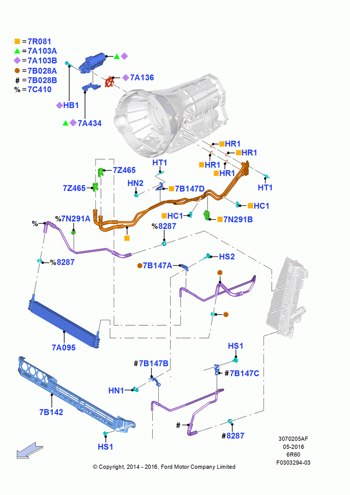 Transmission Cooling Systems, 2.7L DOHC 4V DI GT V6 GAS/FFV, 6 Speed Automatic Trans (6R80)