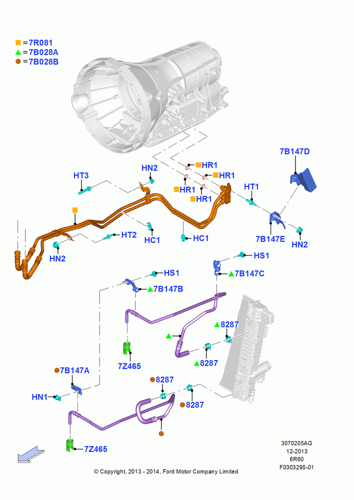 Transmission Cooling Systems, 3.5L Cyclone V6 Petrol TIVCT, 3.5L V6 GTDI, 6 Speed Automatic Trans (6R80), Less Trailer Towing, With Medium Duty Trailer Towing