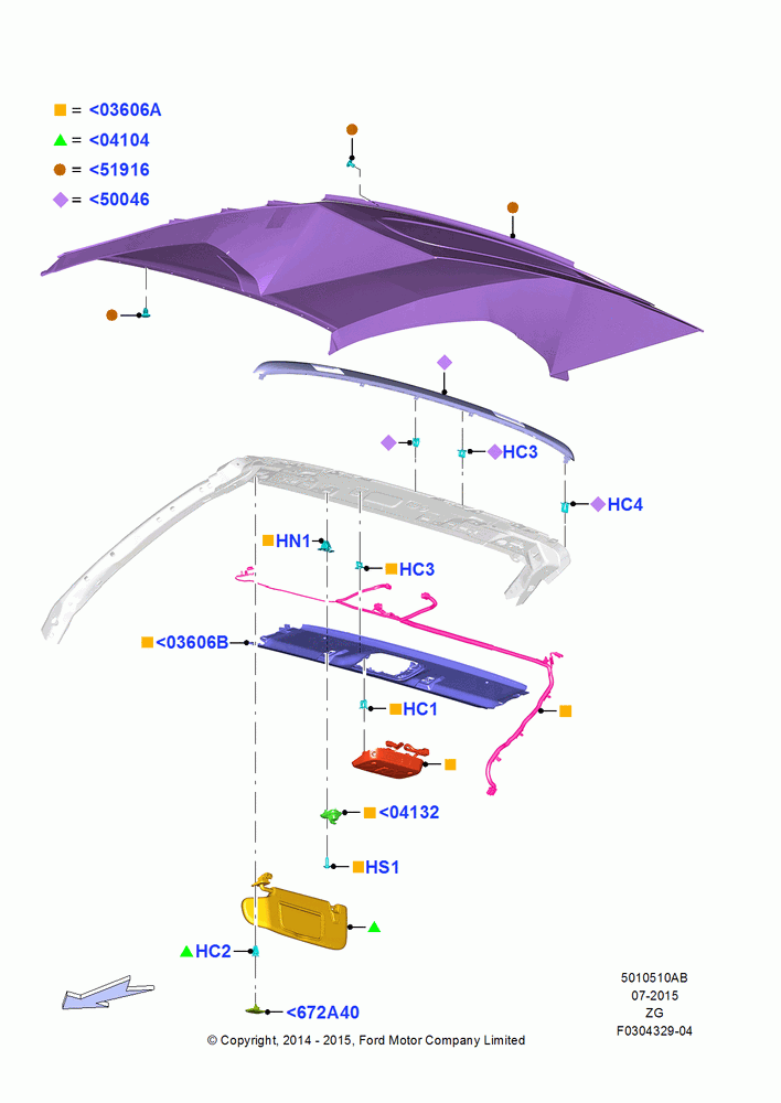 10AB - Headlining and Sun Visors, Convertible, North American Markets; 29/SEP/2014