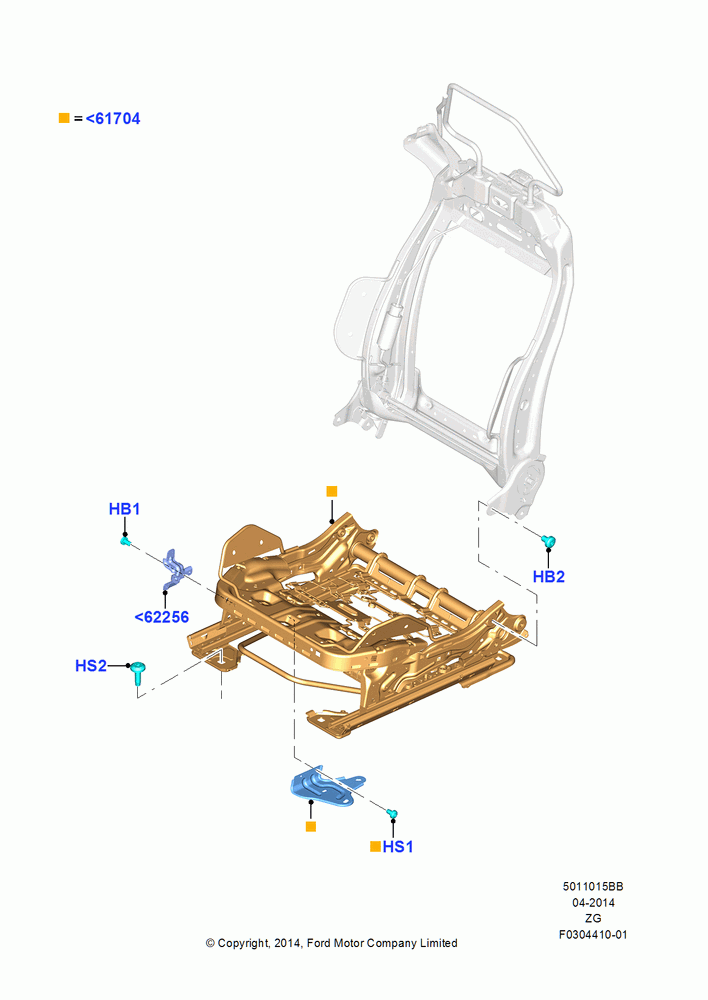 15BB - Front Seat Base, Base, GT, With Pass. 2 Way Manual Seat Adjust, With Recaro Front Seat, North American Markets, GT Version - Feature Car; 29/SEP/2014