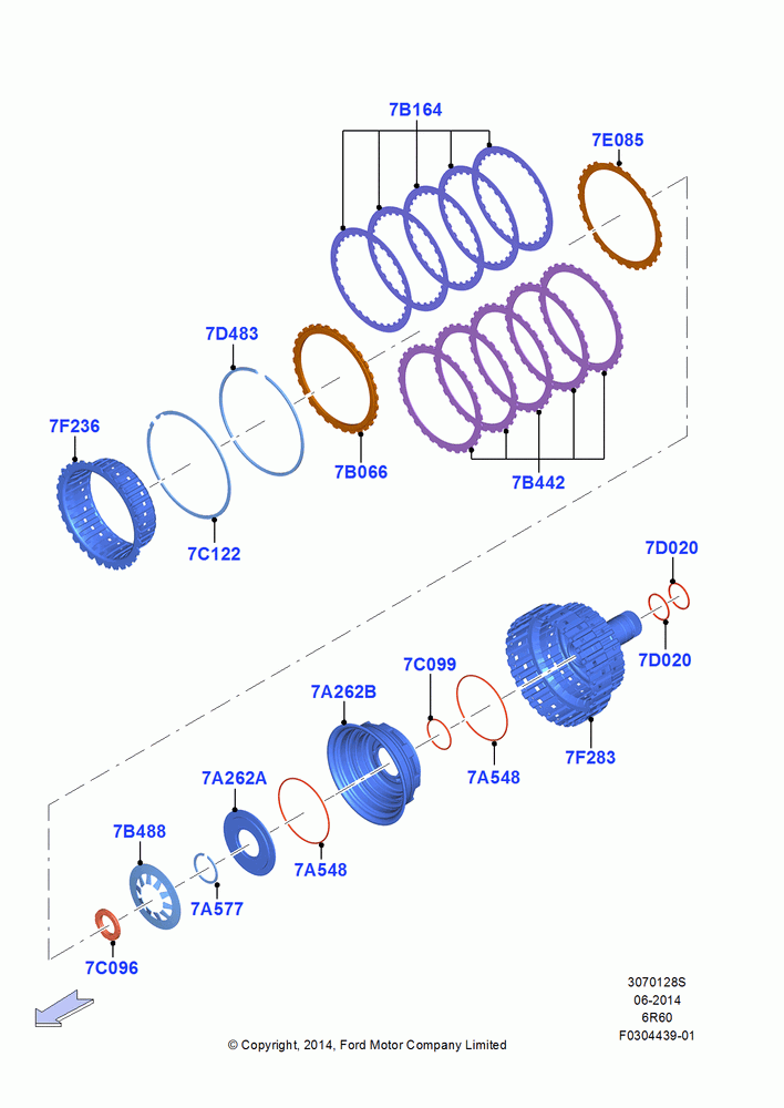 28S - Direct Clutch and Components, 2.7L DOHC 4V DI GT V6 GAS/FFV, 3.5L V6 GTDI, 6 Speed Automatic Trans (6R80), MOD 5.0L-4V DOHC SEFI NA; 20/OCT/2014