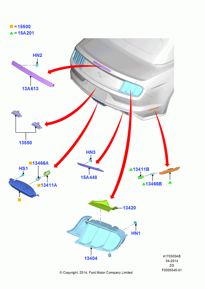 Rear Lamps, Convertible, North American Markets