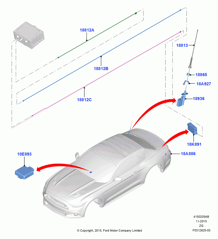 05AB - Antenna, Convertible, ICE-Low Level CD + AM/FM Radio, North American Markets; 29/SEP/2014-02/OCT/2017