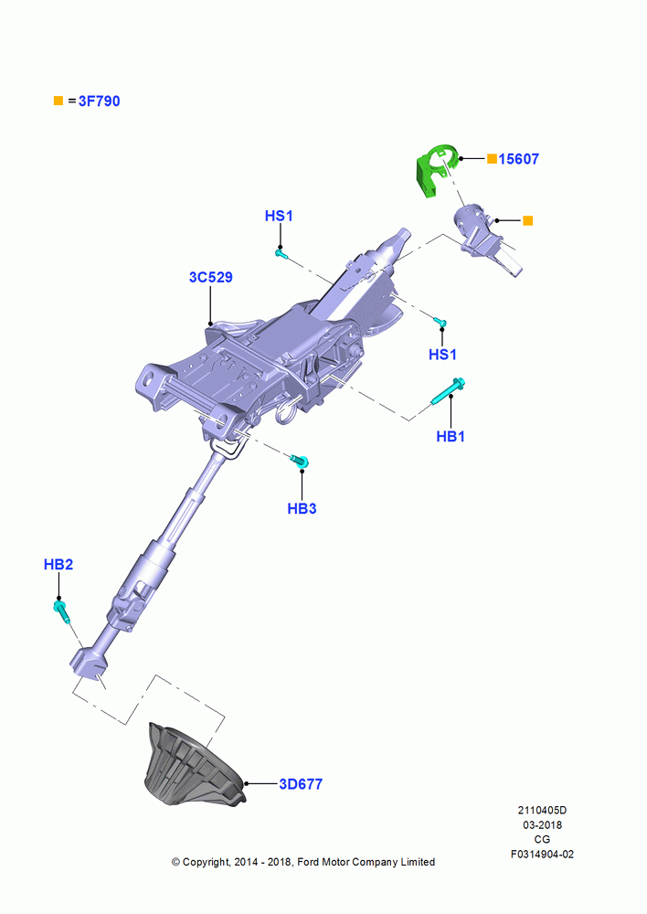 05D - Steering Column, Keyless Entry/Start - Passive, Keyless Entry/Start/Tailgate, (+) "NA Market "; 15/SEP/2014-26/APR/2018